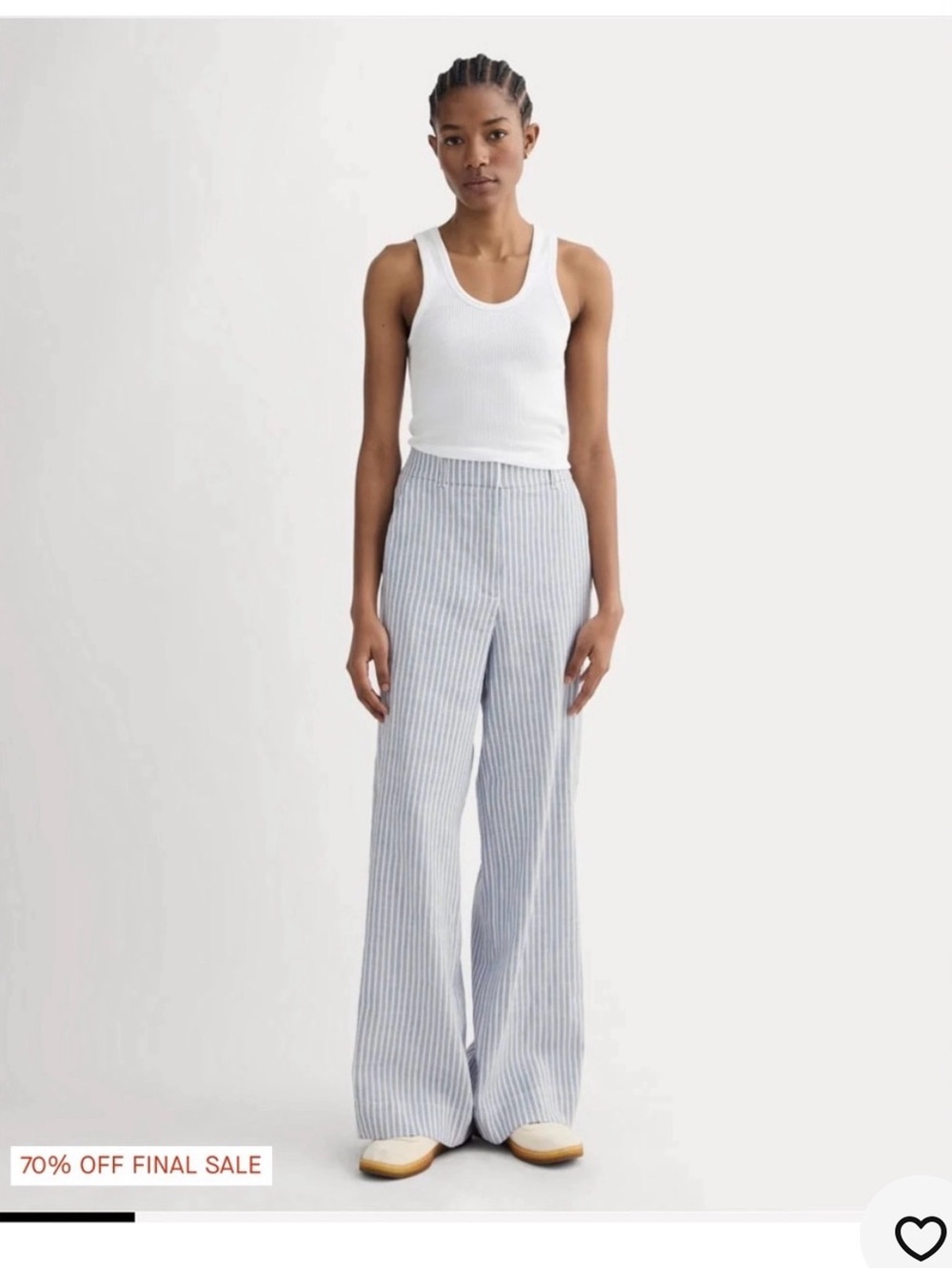 Everlane The Way-High Drape Pant Striped Linen Blend Straight Leg Pants Size 12